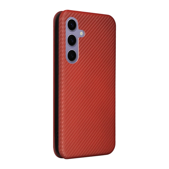 For Samsung Galaxy S25+ 5G Carbon Fiber Texture Flip Leather Phone Case(Brown)