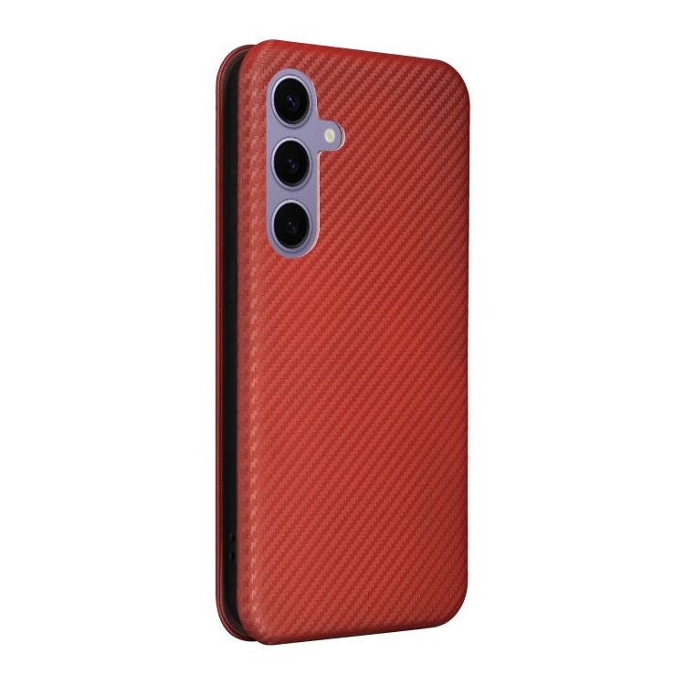 For Samsung Galaxy S25+ 5G Carbon Fiber Texture Flip Leather Phone Case(Brown)