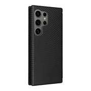 For Samsung Galaxy S25 Ultra 5G Carbon Fiber Texture Flip Leather Phone Case(Black)