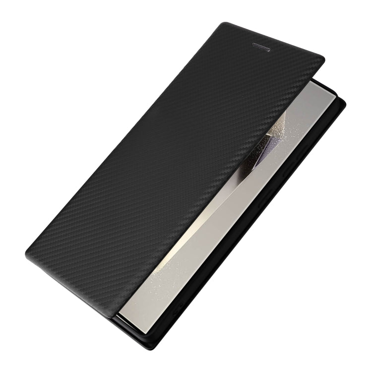 For Samsung Galaxy S25 Ultra 5G Carbon Fiber Texture Flip Leather Phone Case(Black)