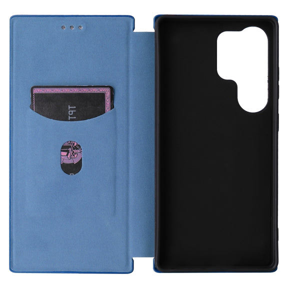 For Samsung Galaxy S25 Ultra 5G Carbon Fiber Texture Flip Leather Phone Case(Blue)