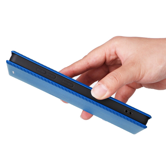 For Samsung Galaxy S25 Ultra 5G Carbon Fiber Texture Flip Leather Phone Case(Blue)
