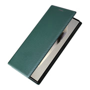 For Samsung Galaxy S25 Ultra 5G Carbon Fiber Texture Flip Leather Phone Case(Green)