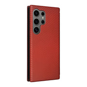 For Samsung Galaxy S25 Ultra 5G Carbon Fiber Texture Flip Leather Phone Case(Brown)