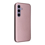 For Samsung Galaxy S25 5G Carbon Fiber Texture Flip Leather Phone Case(Pink)