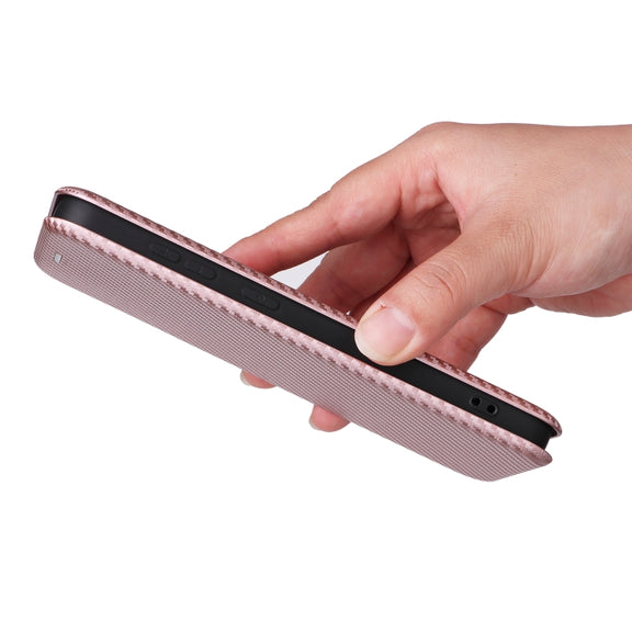 For Samsung Galaxy S25 5G Carbon Fiber Texture Flip Leather Phone Case(Pink)