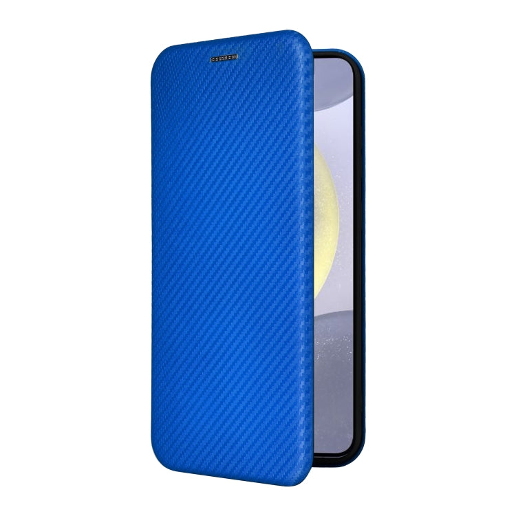 For Samsung Galaxy S25 5G Carbon Fiber Texture Flip Leather Phone Case(Blue)