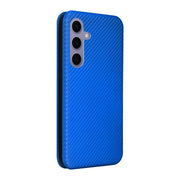 For Samsung Galaxy S25 5G Carbon Fiber Texture Flip Leather Phone Case(Blue)