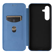 For Samsung Galaxy S25 5G Carbon Fiber Texture Flip Leather Phone Case(Blue)