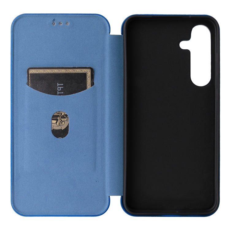 For Samsung Galaxy S25 5G Carbon Fiber Texture Flip Leather Phone Case(Blue)