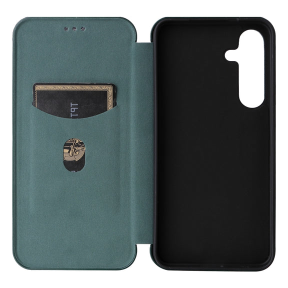 For Samsung Galaxy S25 5G Carbon Fiber Texture Flip Leather Phone Case(Green)