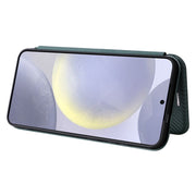 For Samsung Galaxy S25 5G Carbon Fiber Texture Flip Leather Phone Case(Green)