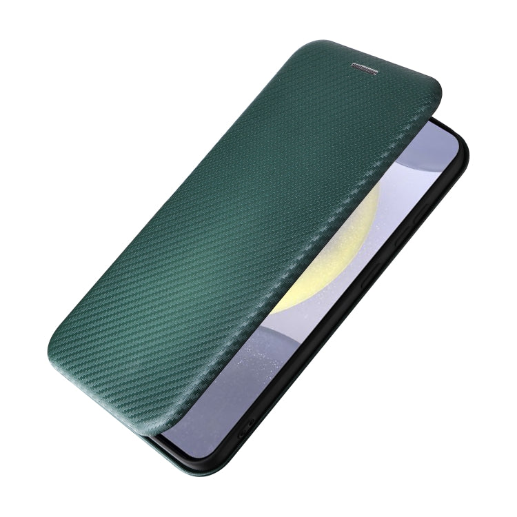 For Samsung Galaxy S25 5G Carbon Fiber Texture Flip Leather Phone Case(Green)