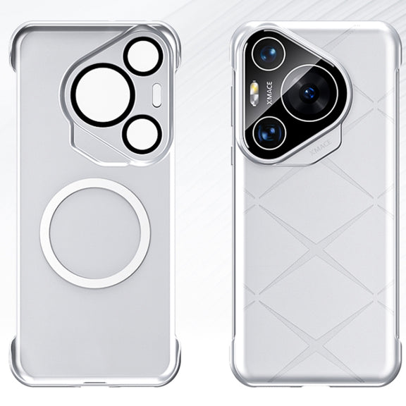 For Huawei Pura 70 Pro Borderless Upshrink Camera Protection Magnetic Phone Case(Silver)