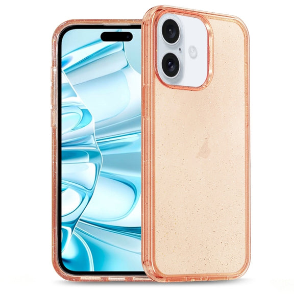 For iPhone 16 Plus Glitter Powder TPU Hybrid PC Phone Case(Orange)