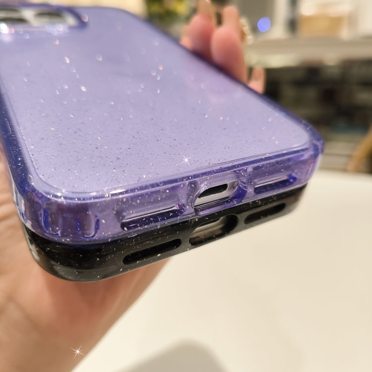 For iPhone 16 Glitter Powder TPU Hybrid PC Phone Case(Black)