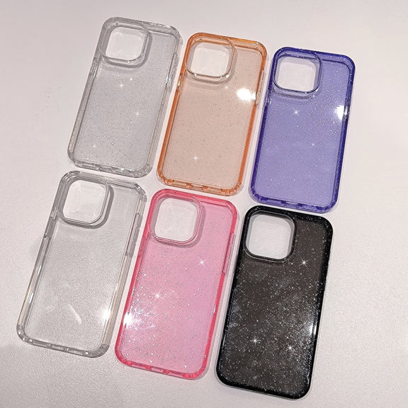 For iPhone 16 Glitter Powder TPU Hybrid PC Phone Case(Black)