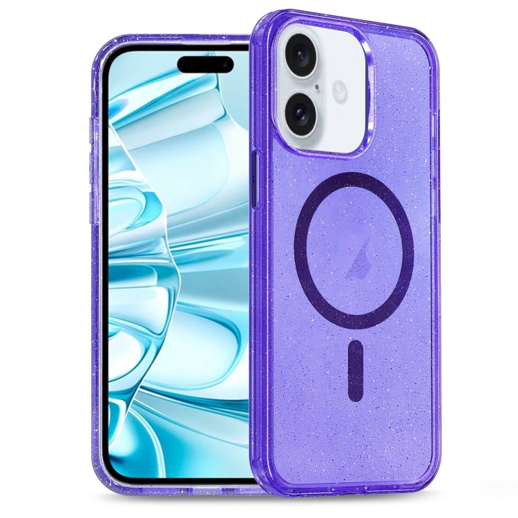 For iPhone 16 Glitter Powder TPU Hybrid PC MagSafe Phone Case(Purple) - iPhone 16 Cases by PMC TechLife | Online Shopping South Africa | PMC TechLife | Buy Now Pay Later Mobicred