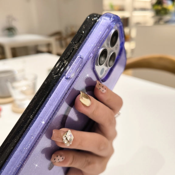 For iPhone 16 Glitter Powder TPU Hybrid PC MagSafe Phone Case(Pink)