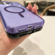 For iPhone 16 Pro Max Glitter Powder TPU Hybrid PC MagSafe Phone Case(Translucent)
