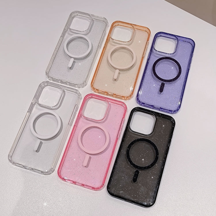 For iPhone 16 Glitter Powder TPU Hybrid PC MagSafe Phone Case(Translucent)