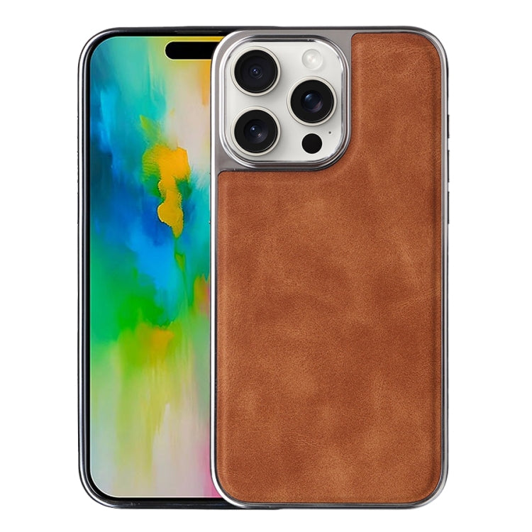 For iPhone 16 Pro Electroplated Side PU Hybrid TPU MagSafe Phone Case(Brown) - iPhone 16 Pro Cases by PMC TechLife | Online Shopping South Africa | PMC TechLife | Buy Now Pay Later Mobicred