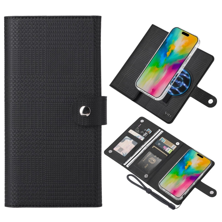 For iPhone 16 ViLi GHA-C Series RFID MagSafe Magnetic Flip Leather Phone Case(Black) - iPhone 16 Cases by ViLi | Online Shopping South Africa | PMC TechLife | Buy Now Pay Later Mobicred