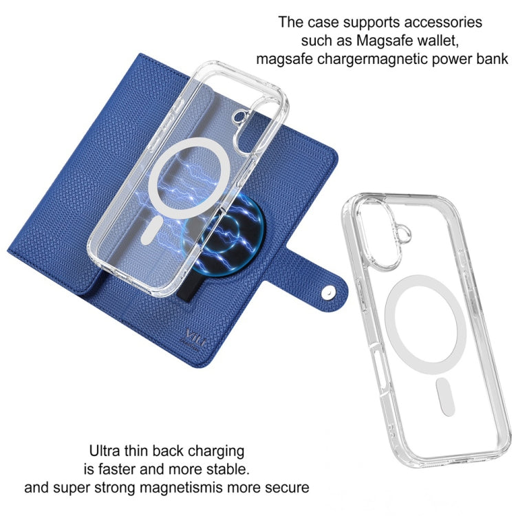 For iPhone 16 ViLi GHA-C Series RFID MagSafe Magnetic Flip Leather Phone Case(Blue) - iPhone 16 Cases by ViLi | Online Shopping South Africa | PMC TechLife | Buy Now Pay Later Mobicred