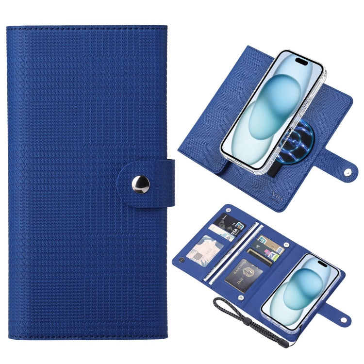 For iPhone 15 ViLi GHA-C Series RFID MagSafe Magnetic Flip Leather Phone Case(Blue) - free shipping - PMC Jewellery - Order now!