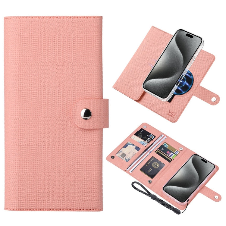 For iPhone 15 Pro ViLi GHA-C Series RFID MagSafe Magnetic Flip Leather Phone Case(Pink) - free shipping - PMC Jewellery - Order now!