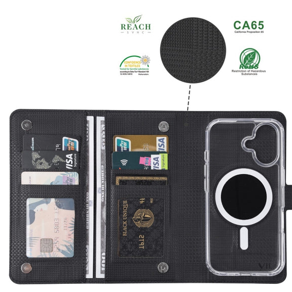 For iPhone 15 Pro ViLi GHA-C Series RFID MagSafe Magnetic Flip Leather Phone Case(Black)