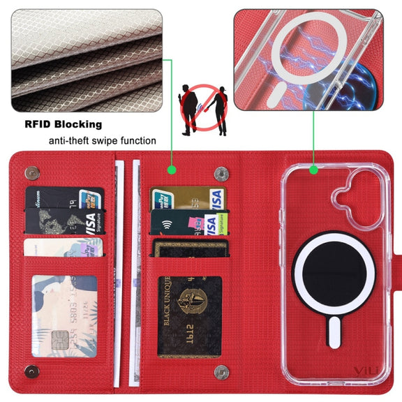 For iPhone 15 Pro ViLi GHA-C Series RFID MagSafe Magnetic Flip Leather Phone Case(Red)