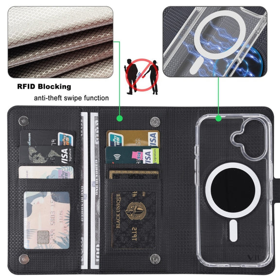 For iPhone 15 Pro Max ViLi GHA-C Series RFID MagSafe Magnetic Flip Leather Phone Case(Black)