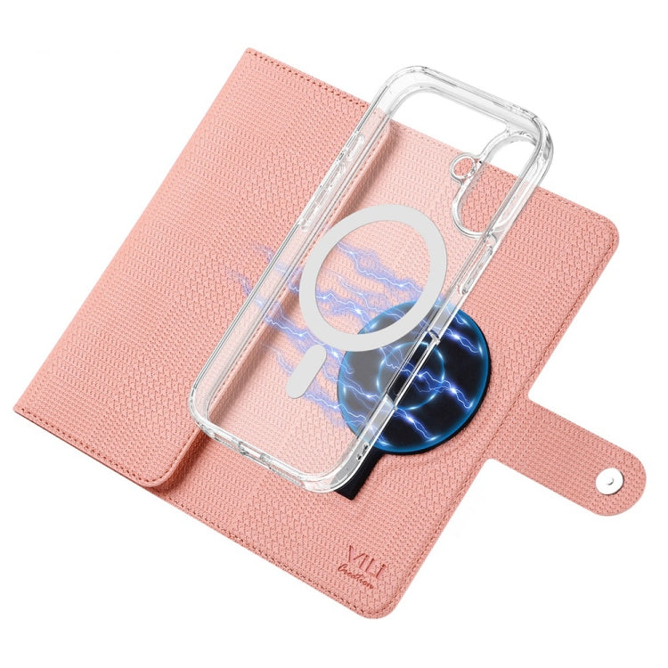 For iPhone 14 ViLi GHA-C Series RFID MagSafe Magnetic Flip Leather Phone Case(Pink) - free shipping - PMC Jewellery - Order now!
