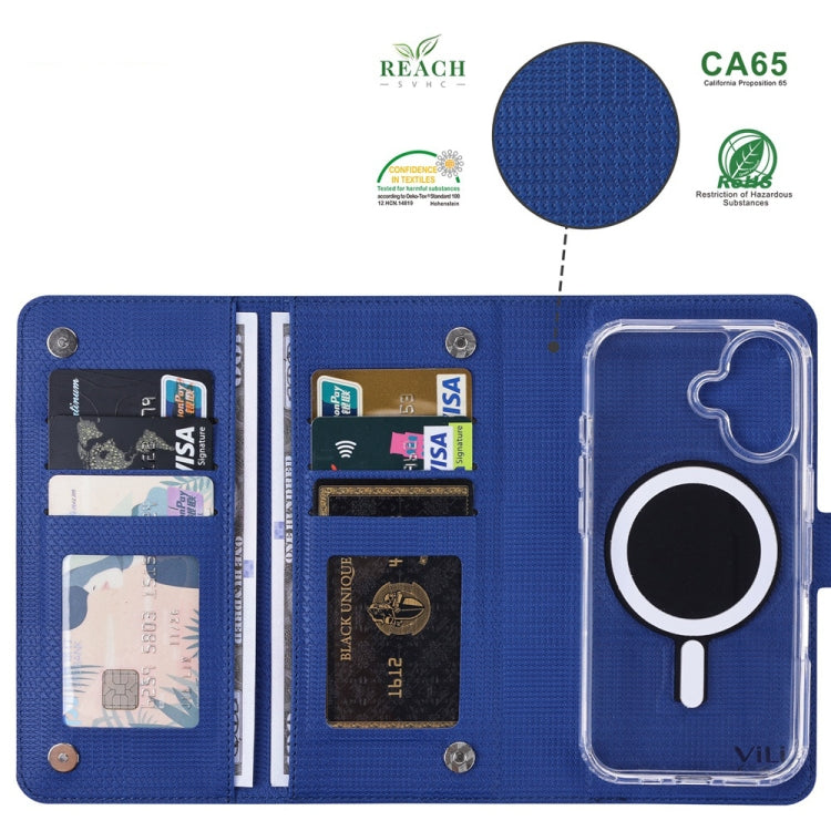 For iPhone 14 ViLi GHA-C Series RFID MagSafe Magnetic Flip Leather Phone Case(Blue) - free shipping - PMC Jewellery - Order now!