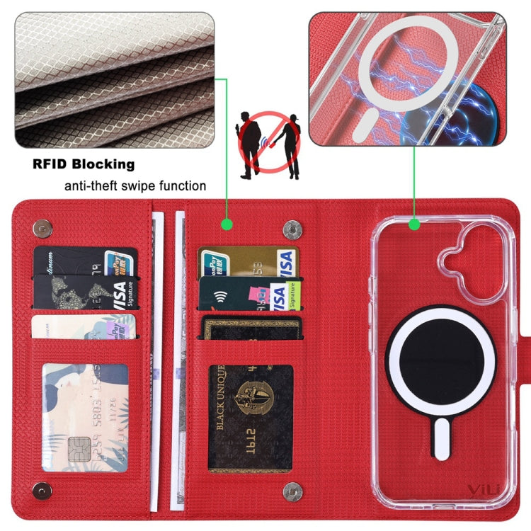For iPhone 13 Pro Max ViLi GHA-C Series RFID MagSafe Magnetic Flip Leather Phone Case(Red) - iPhone 13 Pro Max Cases by ViLi | Online Shopping South Africa | PMC Jewellery | Buy Now Pay Later Mobicred