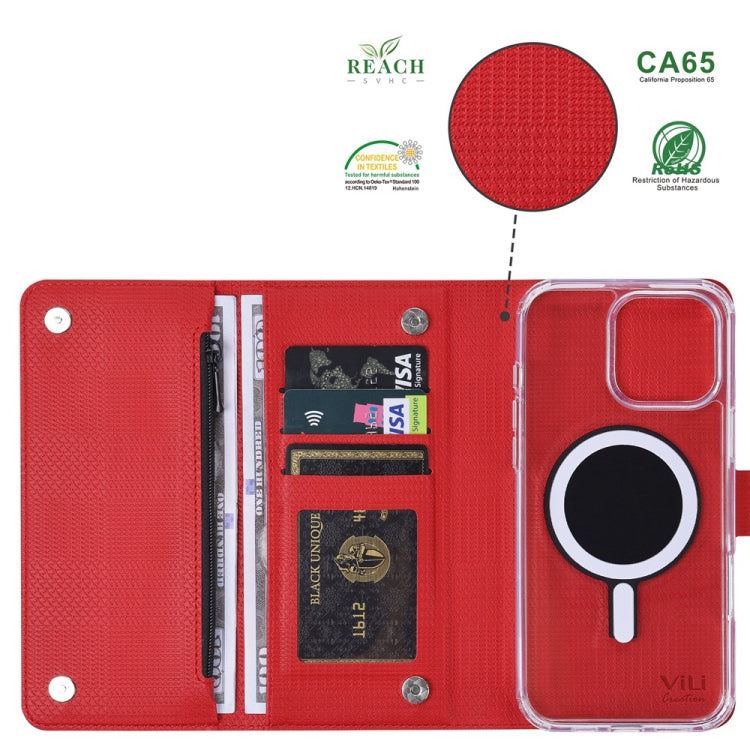 For iPhone 16 Plus ViLi GHB-C Series RFID MagSafe Magnetic Flip Leather Phone Case(Red)