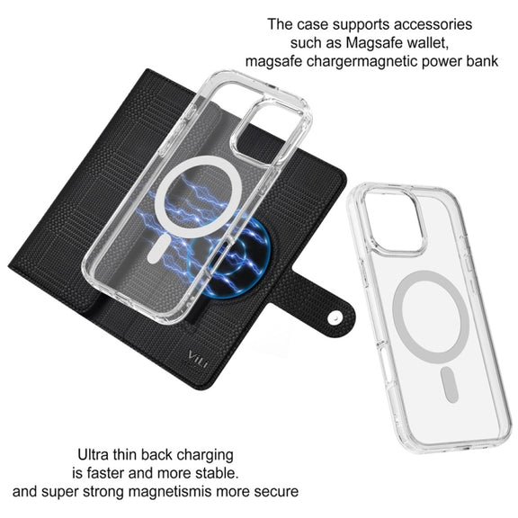 For iPhone 16 Pro Max ViLi GHB-C Series RFID MagSafe Magnetic Flip Leather Phone Case(Black)