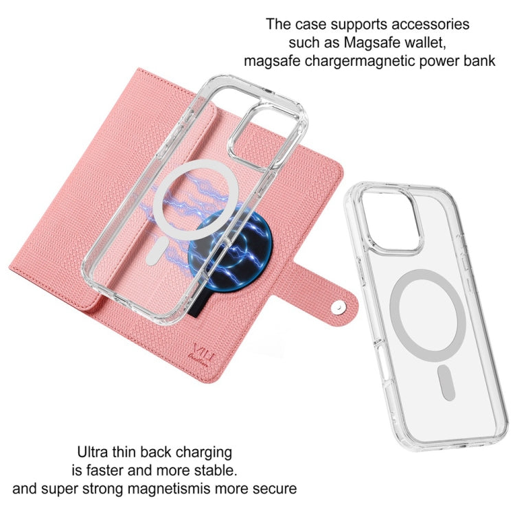 For iPhone 15 Plus ViLi GHB-C Series RFID MagSafe Magnetic Flip Leather Phone Case(Pink)