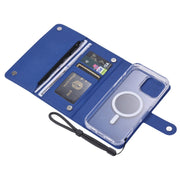 For iPhone 15 Plus ViLi GHB-C Series RFID MagSafe Magnetic Flip Leather Phone Case(Blue)
