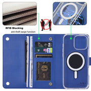 For iPhone 15 Pro ViLi GHB-C Series RFID MagSafe Magnetic Flip Leather Phone Case(Blue)