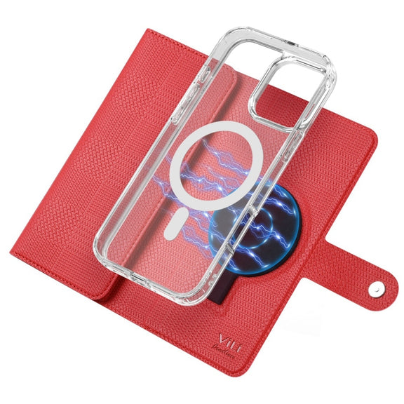 For iPhone 14 Pro Max ViLi GHB-C Series RFID MagSafe Magnetic Flip Leather Phone Case(Red)