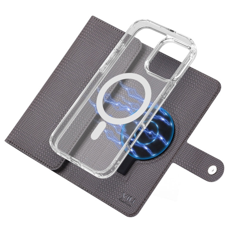 For iPhone 13 Pro Max ViLi GHB-C Series RFID MagSafe Magnetic Flip Leather Phone Case(Grey)
