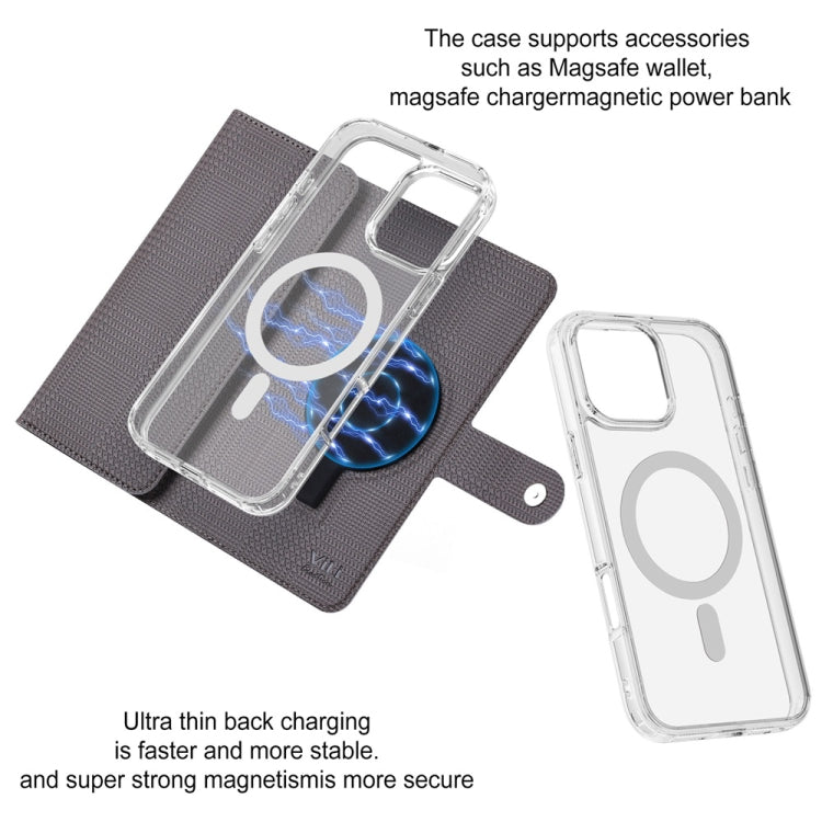 For iPhone 13 Pro Max ViLi GHB-C Series RFID MagSafe Magnetic Flip Leather Phone Case(Grey)