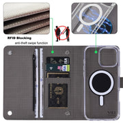 For iPhone 13 Pro ViLi GHB-C Series RFID MagSafe Magnetic Flip Leather Phone Case(Grey)