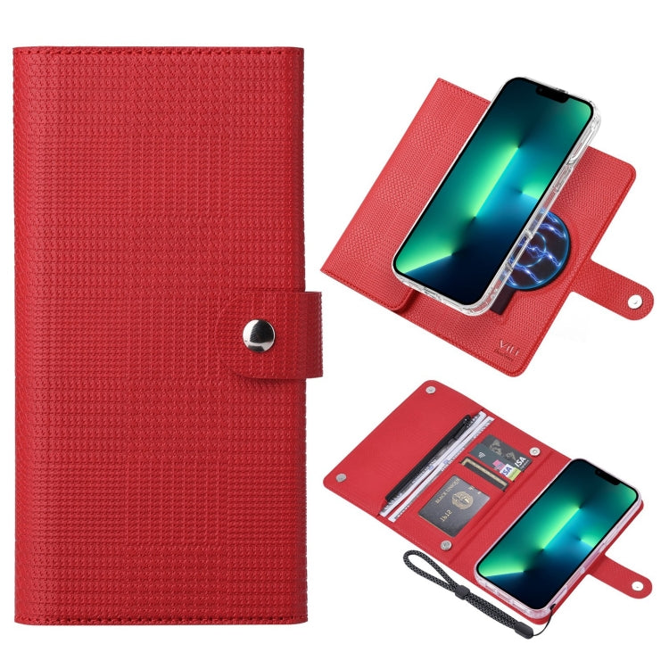 For iPhone 13 Pro ViLi GHB-C Series RFID MagSafe Magnetic Flip Leather Phone Case(Red) - free shipping - PMC Jewellery - Order now!
