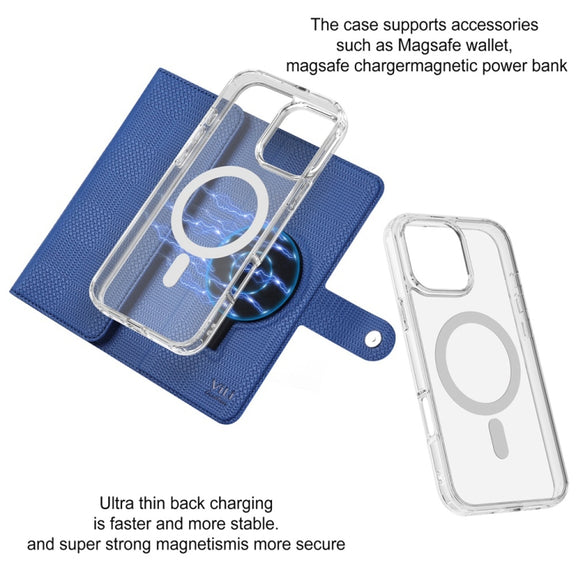 For iPhone 13 Pro ViLi GHB-C Series RFID MagSafe Magnetic Flip Leather Phone Case(Blue)