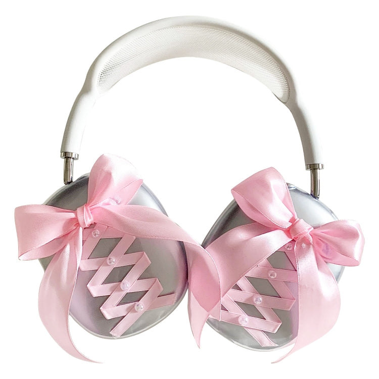For Apple AirPods Max Headphones Ribbon Transparent Protective Case(Pink) - For AirPods Max by PMC Jewellery | Online Shopping South Africa | PMC Jewellery | Buy Now Pay Later Mobicred