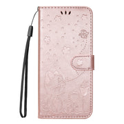 For Samsung Galaxy S25+ / S24+ 5G Cat and Bee Embossed Flip Leather Phone Case(Rose Gold)