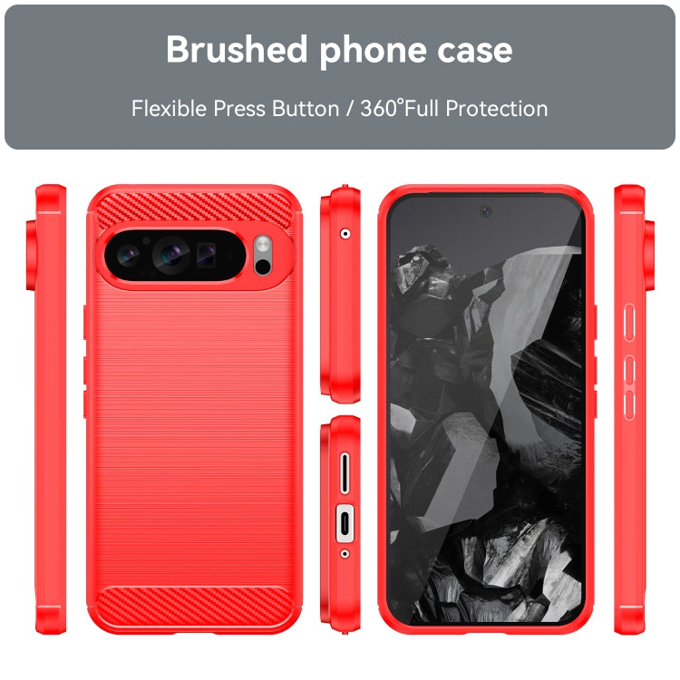 For Google Pixel 9 Pro XL Brushed Texture Carbon Fiber TPU Phone Case(Red) - Google Cases by PMC TechLife | Online Shopping South Africa | PMC TechLife | Buy Now Pay Later Mobicred